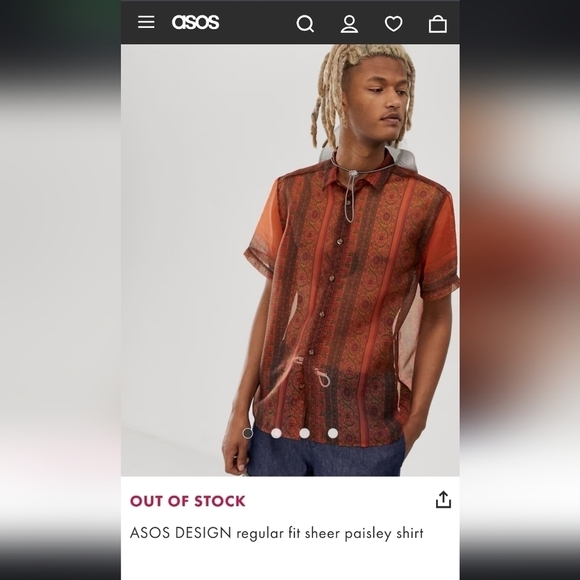 Mens ASOS DESIGN Regular Fit Sheer Paisley Shirt Retro Indie Boho Western Size L - Picture 8 of 14